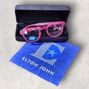 Elton John Kenneth Frames Eyeglasses Glasses Red Unisex Black Case & Clean Cloth